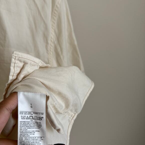 Banana Republic Mens 100% Cotton Cream Shirt Button Up Top Size Large Slim Fit - Picture 3 of 11